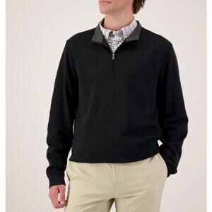 Scott Barber Men's 1/4 Zip Mock Neck Pullover Sweater Sweatshirt Black M Classic